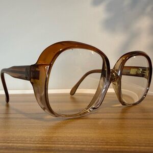 Vintage Oversized Brown Eyeglasses Frames Made in Italy